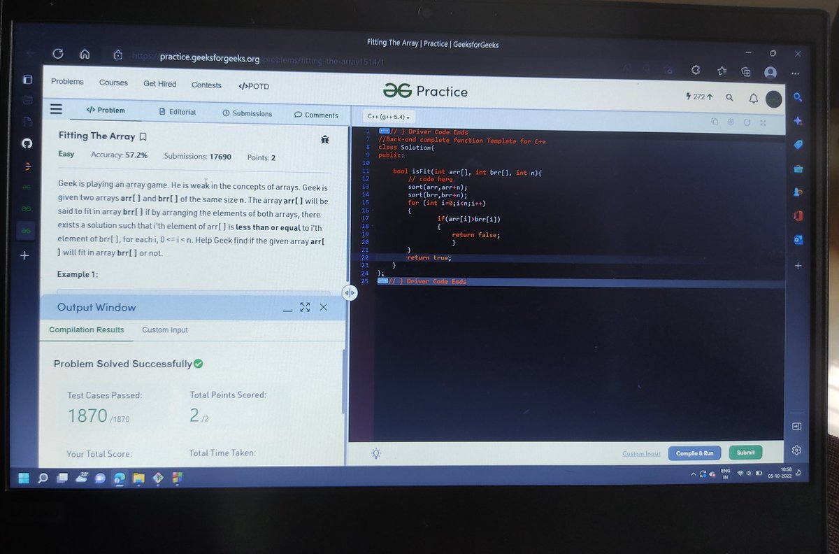 roy2pushkar's tweet photo. #Day97 of 100 Days of Code by
@CodeinCommunity
and
@MinutesCoding
Question Solve: Fit the Array
Link:- https://t.co/FVyhfCtVNi
Discord:- https://t.co/7G195ak4Hp…
#100daysofcodechallenge #codeincommunity #codein100daysofcode #100daysofcode #codingoood https://t.co/Nii7WZCGsU