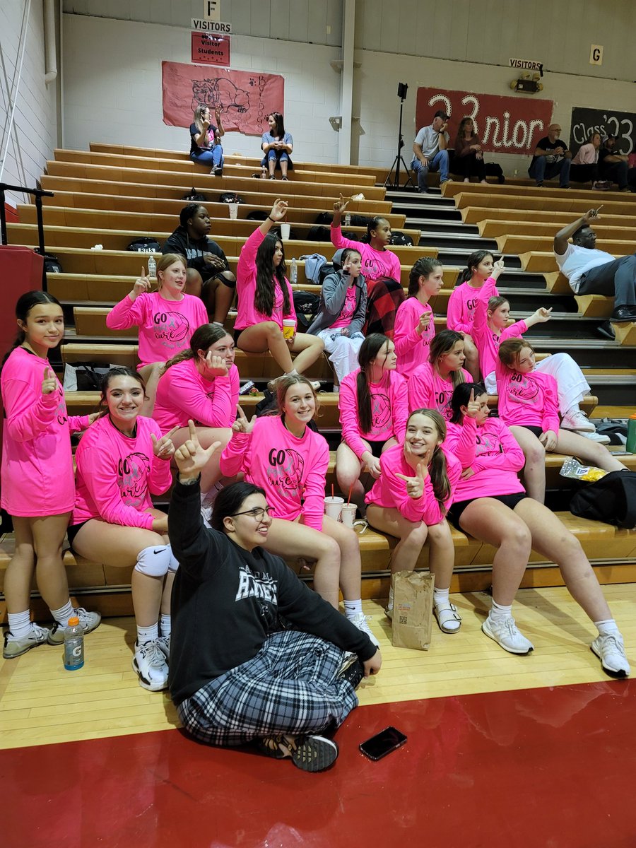 Our JV team took on Borger tonight and brought home the W! It's Oct Pink out time,  Her Fight Is Our Fight. Let's gooo Lady Raiders! #fortheshield #randallvball <a href="/randallvball/">Randall Volleyball</a> <a href="/kgove11/">Katie Gove</a> <a href="/haleighd6/">Haleigh Burns</a>
