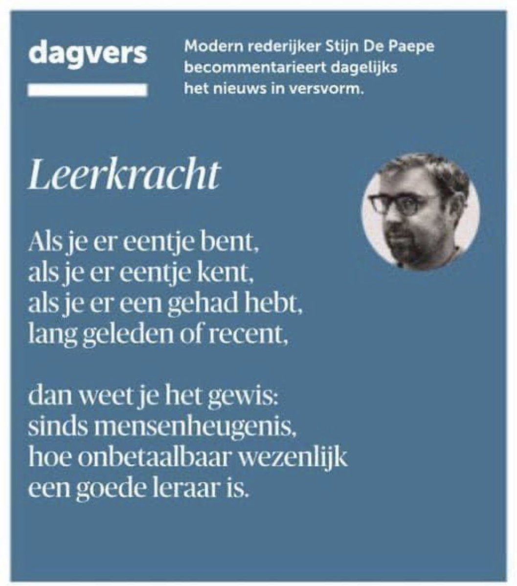 Op zo een dag is het goed terug te denken aan een leraar die er niet meer is, <a href="/StijnDePaepe/">Stijn De Paepe</a> #DagvandeLeraar