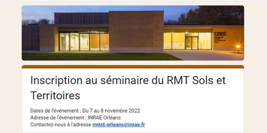 Rendez-vous les 7 et 8 novembre à Orléans pour des exposés et ateliers en partie sur le terrain afin de prendre connaissance des multiples projets soutenus par le RMTsols
->programme lnkd.in/eMFfz9pj
Inscription obligatoire
->formulaire en ligne lnkd.in/e3JVGKaU