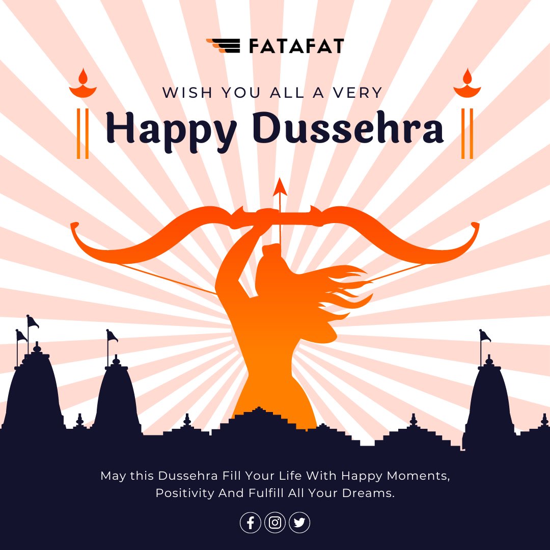 FatafatMe's tweet photo. We wish you a Happy Dussehra! 🎉

Follow @fatafat_india 
.
.
.
.
.
.
#Dussehrawishes #Dussehra #HappyDussehra #Dusshera2022 https://t.co/T37tUQsdlv