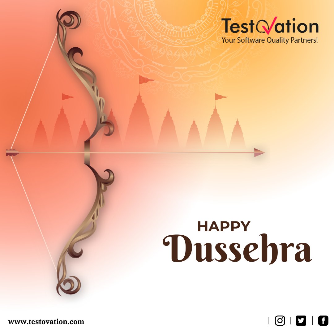 testovation's tweet photo. On this auspicious occasion of Dussehra, let’s celebrate the triumph of good over evil.

#Testovation wishes you all a Happy Dussehra.

#दशहरा
#विजयादशमी https://t.co/dVTRTS3XfD