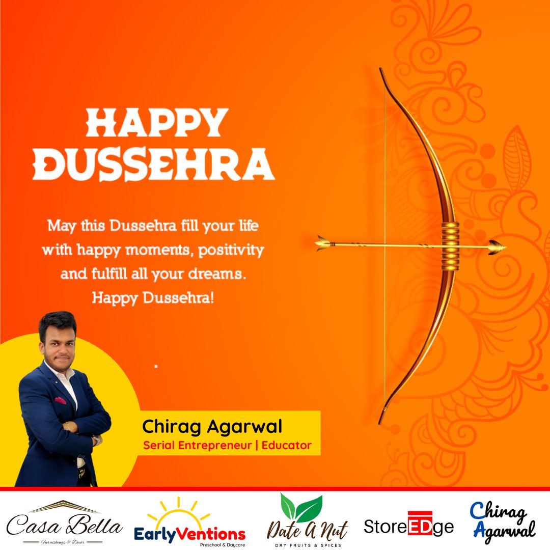May Lord Rama bless you with strength and courage to follow the path of virtue and righteousness. 

Happy Dussehra 🙏🏻

#HappyDussehra #ChiragAgarwal #Entrepreneur #Educator #Leader