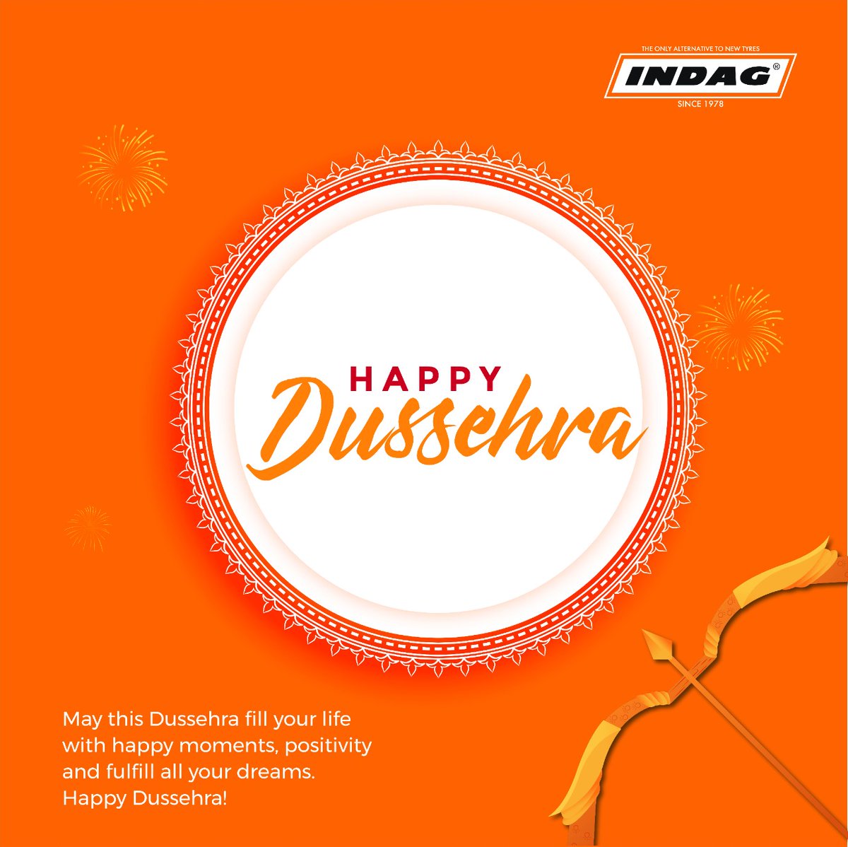 IndagRubber's tweet photo. On this auspicious occasion of Dussehra, let’s celebrate the triumph of good over evil, bravery, and courage, and may your spirit rise in your heart 
Happy Dussehra!

#IndagRubber #dussehra #dussehra2022  #tyreretreading #freight #TyreRecycling #logistics #tyre #tire #treads https://t.co/W4rDlxZzDC
