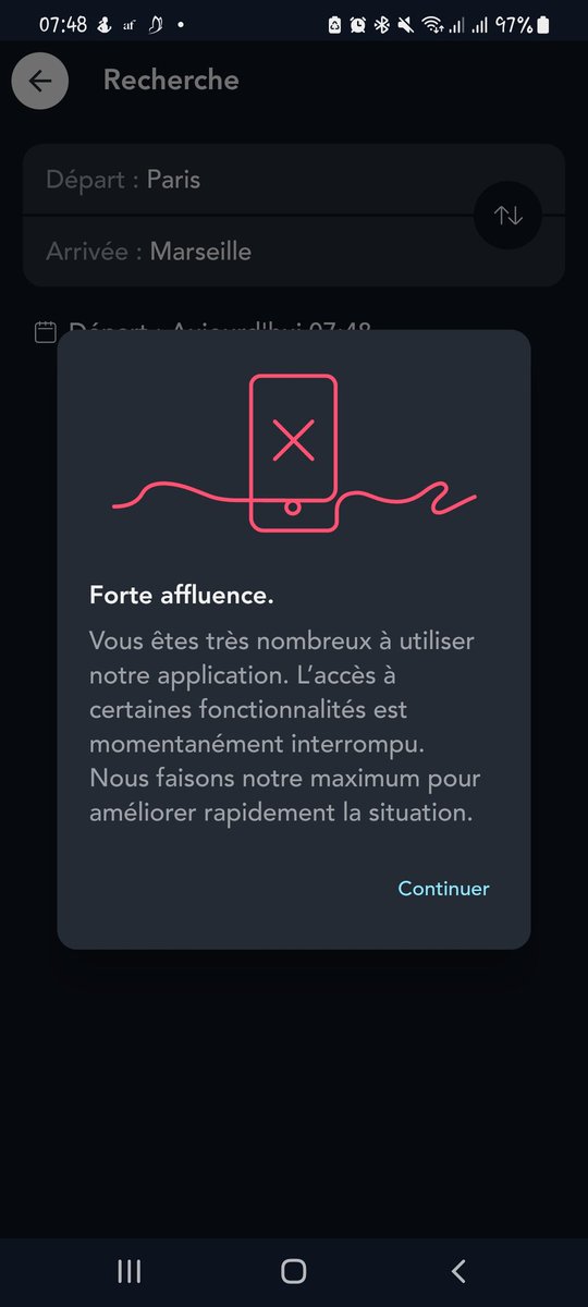Apparemment je ne suis pas la seule à essayer de réserver mon billet pour passer Noël dans ma famille...😅 Vive l'anticipation de la capacité des serveurs ! Et ďès l'ouverture, vers Marseille on est déjà aux prix max du trajet même avec carte de réduction... #SNCF #mobilité