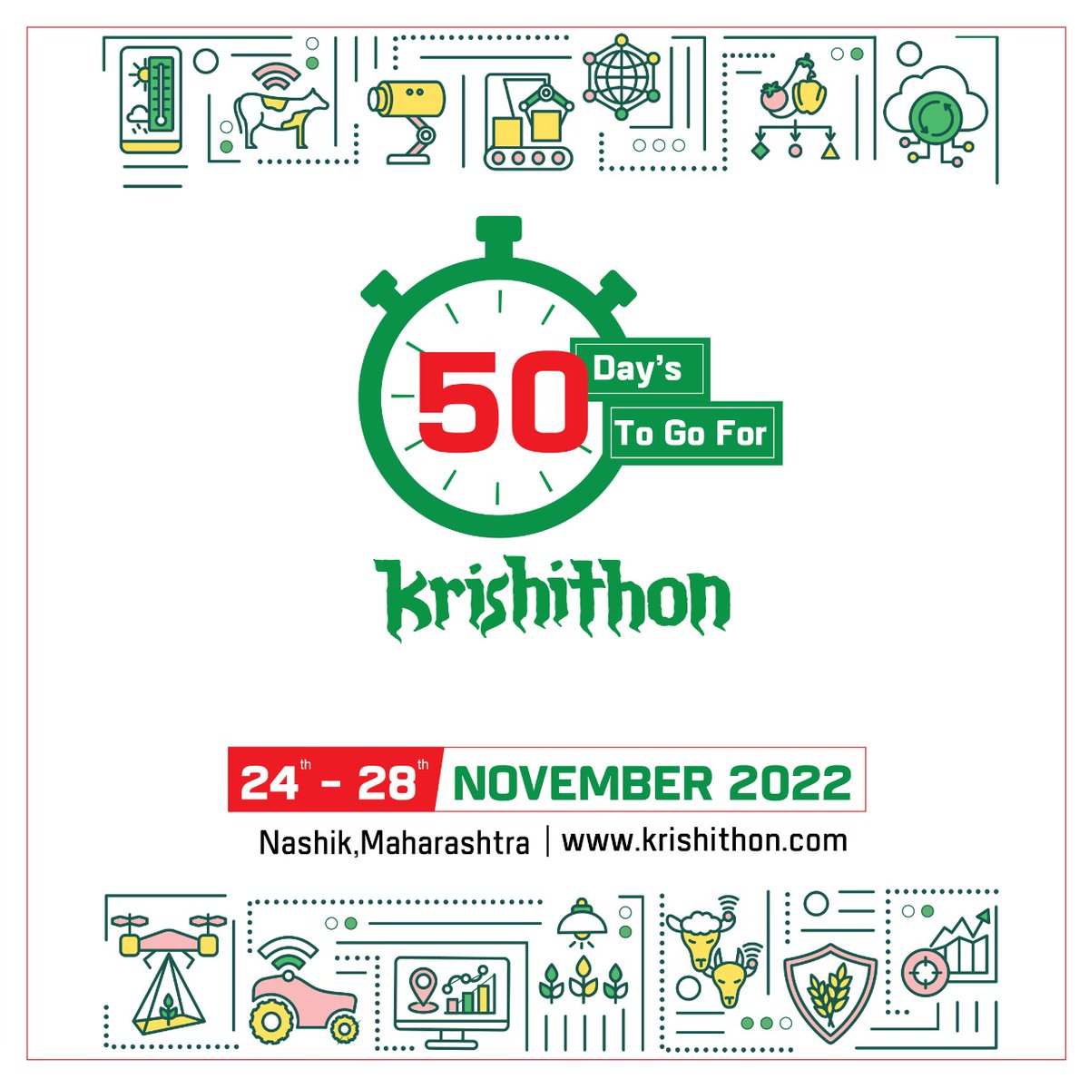 Krishithon's tweet photo. 📢50 Days to go for Krishithon - Participate in India's largest Agri-Expo
👉Modern Agri Machinery Presentation
👉Government Participation 
👉Hands on interaction with Experts
👉Live Seminars
👉300+ Stalls
👉1.5 Lacs Farmers
👉B2B Meets
https://t.co/ip3vzdZouj https://t.co/ybnAHGQQqL