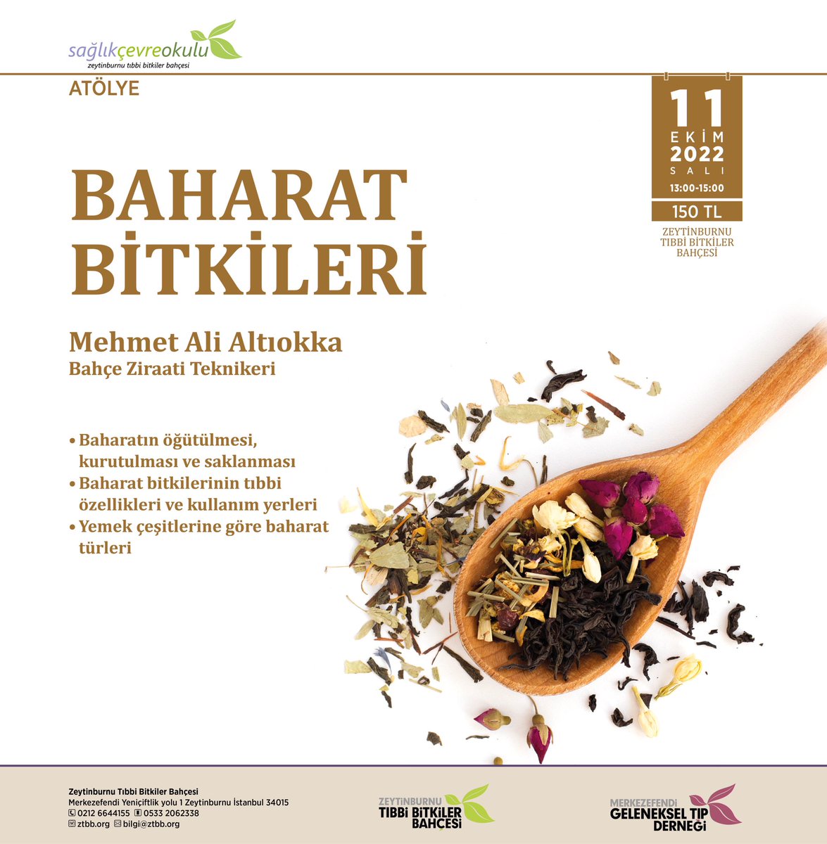 ZeytinburnuTBB's tweet photo. BAHARAT BİTKİLERİ
Mehmet Ali Altıokka, Bahçe Ziraati Teknikeri
11 ekim 2022 salı 13:00 – 15:00
150 TL
Detaylı bilgi ve kayıt için bilgi@ztbb.org adresine mail gönderebilirsiniz. 
#ztbb #sço #baharatbitkileri #spicy https://t.co/7IKOOxAGKT