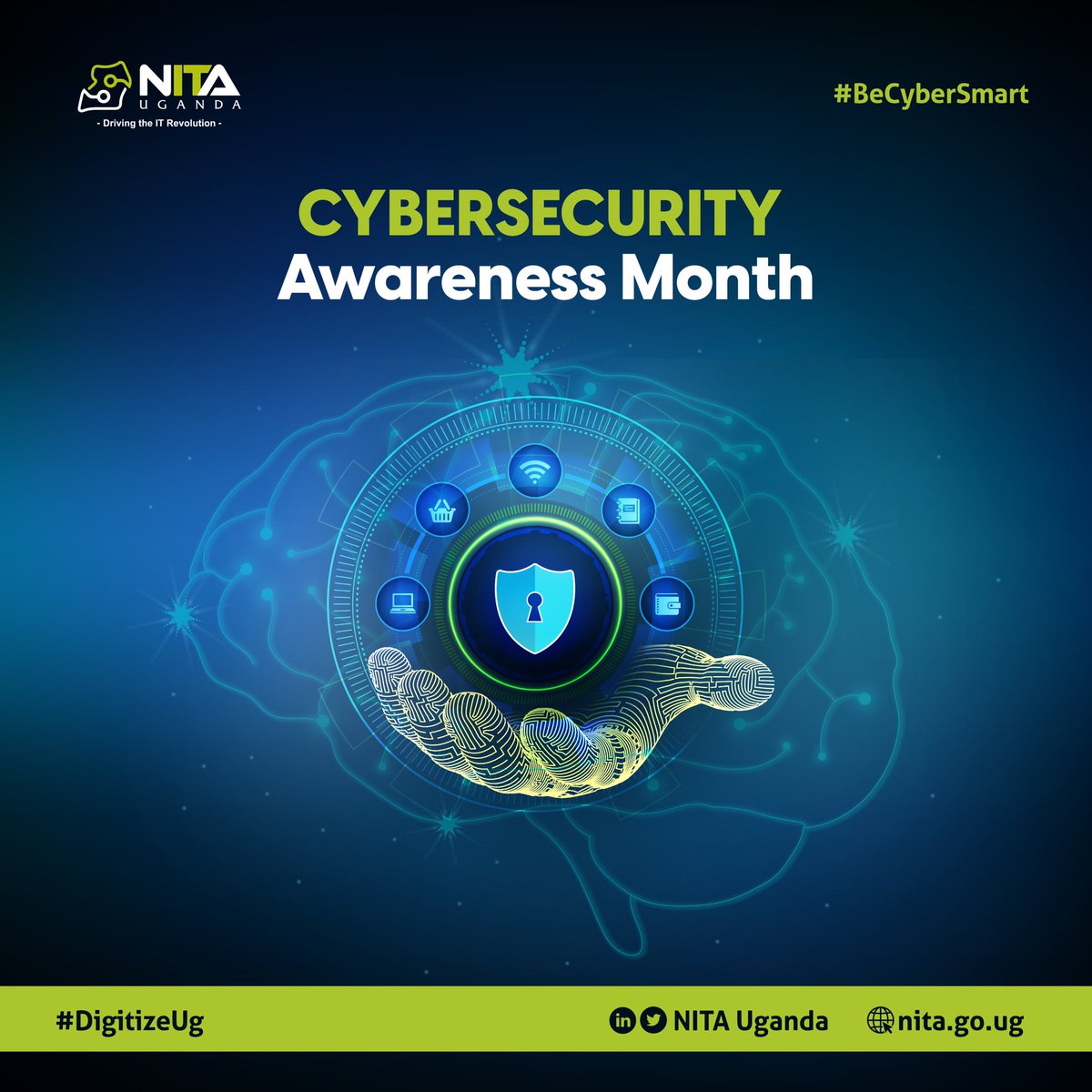NITAUganda1's tweet image. Cyber security awareness month is an internationally recognized campaign held each October to inform the public about the importance of Cybersecurity.
This year’s theme is “See Yourself in Cyber”
#BeCyberSmart 
#Cybersecurityawarenesmonth
#BeSafeOnlineUg 
#InfosecUg
#DigitizeUg
