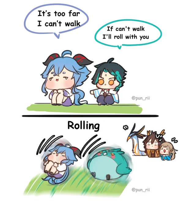Rolling ! #ganyu #xiao #zhongli #guili #guilifamily #guizhong #guizhongli 