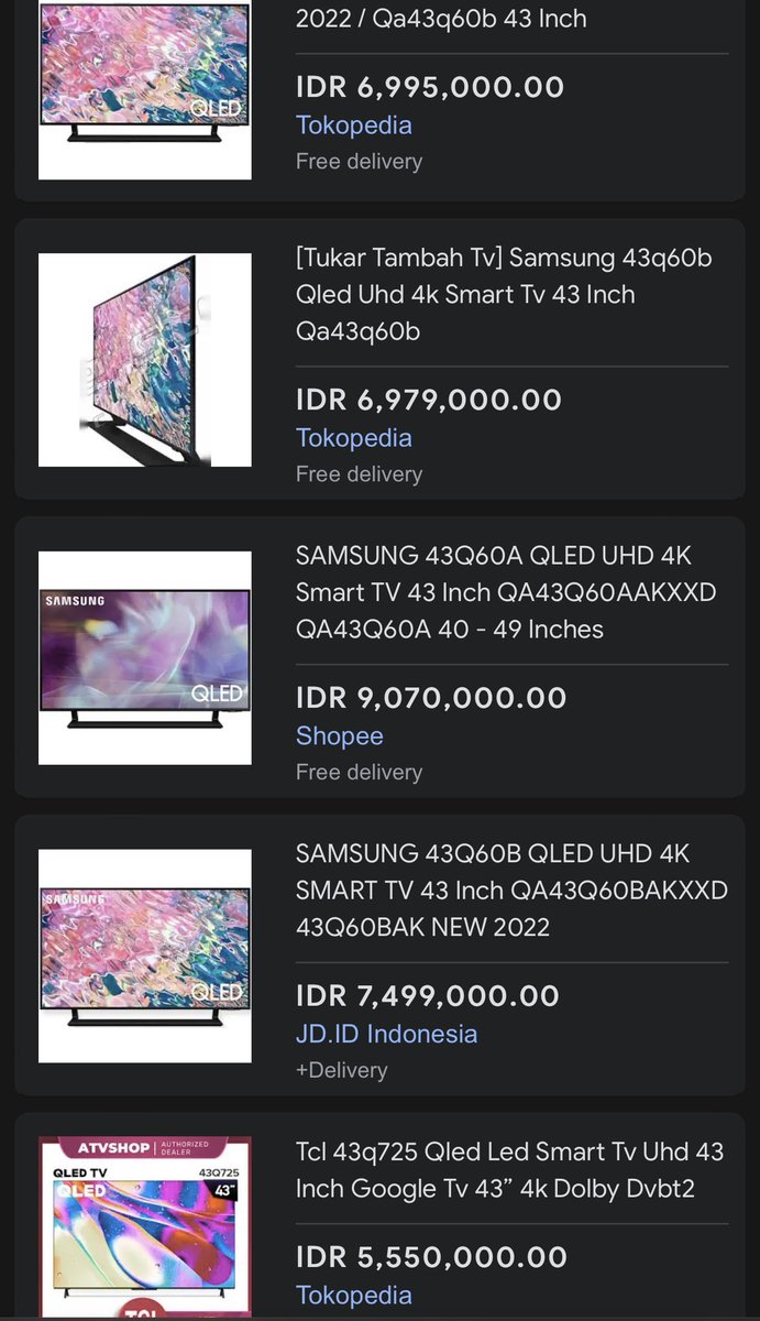 dhikacungkring's tweet image. Daritadi nyari TV 43 inch yg harganya mahalan ga nemu.. mau beli 100 euy! Biar pas ama budget 1,5M