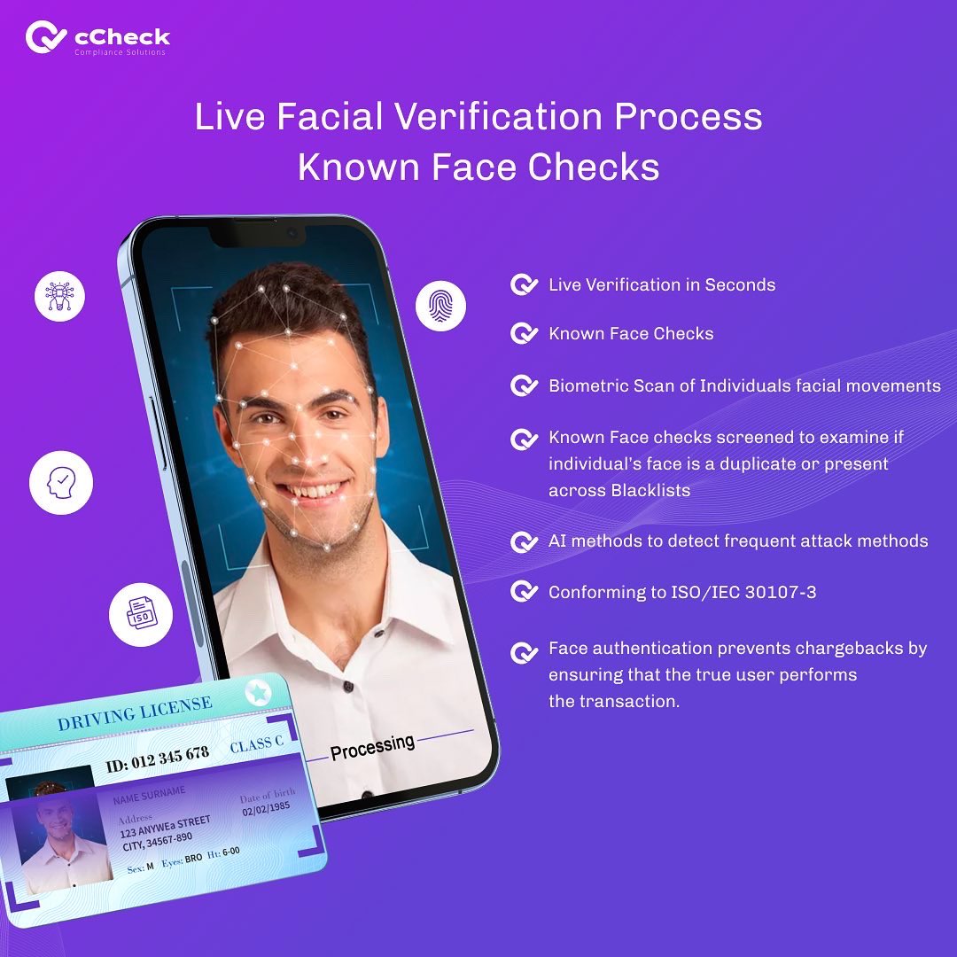 ccheckcompliant's tweet photo. Perform your identity checks with cCheck within seconds #ccheck #compliance #kyc #identitycheck #facialverification #addresscheck #backgroundcheck #amlscreening #documentmonitoring #onboarding #clientonboarding #customeronboarding https://t.co/mHAXkQ3ZQY