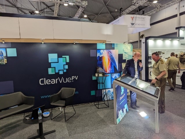 ClearVuePV's tweet image. Great day at @LandForces_Expo Brisbane at @ClearVuePV stand 3G17! Lots of conversations being had on how #ClearVuePV can assist transitioning defence infrastructure to net zero!
#NetZero #Decarbonization #solarenergy