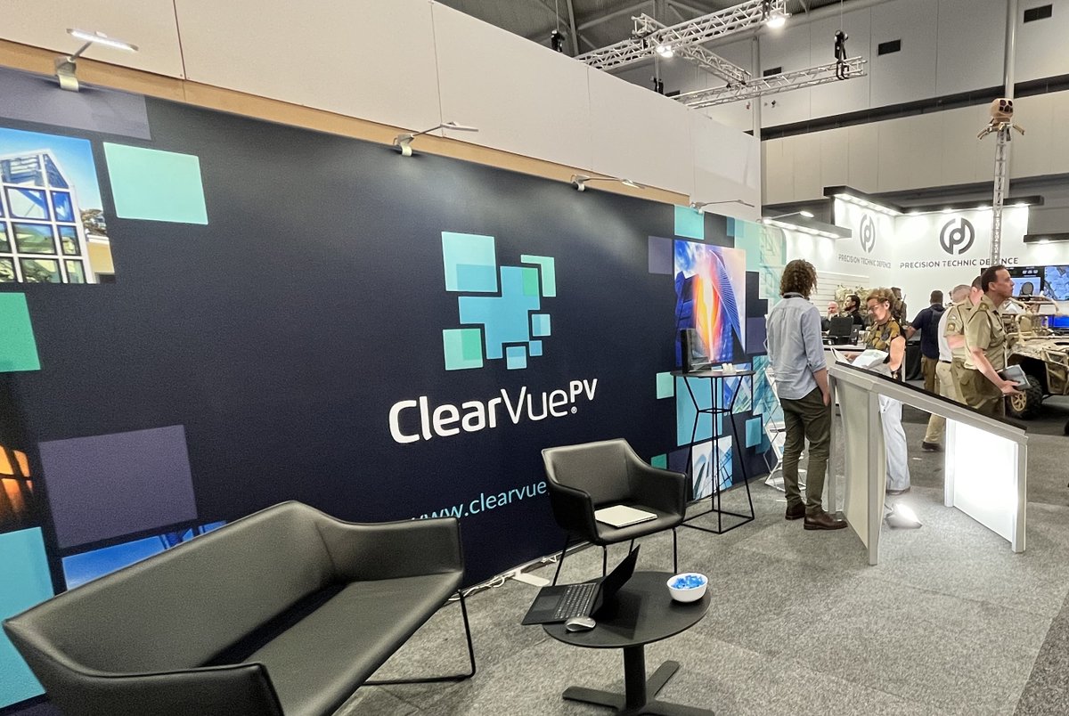 ClearVuePV's tweet image. Great day at @LandForces_Expo Brisbane at @ClearVuePV stand 3G17! Lots of conversations being had on how #ClearVuePV can assist transitioning defence infrastructure to net zero!
#NetZero #Decarbonization #solarenergy