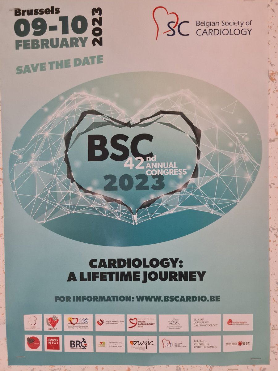 First annoucement. The annual congress of the Belgian Society of Cardiology will be helal on February 9 and 10