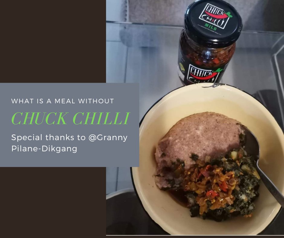 chuckchillifood's tweet photo. Our chilies🌶🔥 never disappoint! Make your meal tastier with the best chilies yet as @GrannyPilaneDikgang did.
#Chuckchilli #BewareTheKick https://t.co/hutJbAAmd0