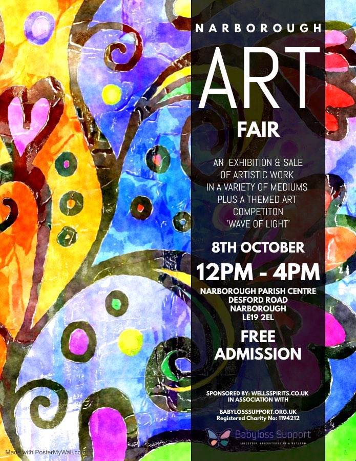FusedGlass1's tweet photo. This Saturday is the Narborough art fair where I will be showcasing my fused glass art.  Also there will be art in other mediums from acrylic pour painting to wildlife photography and much more, hope to see you there https://t.co/SovjiDUuMG