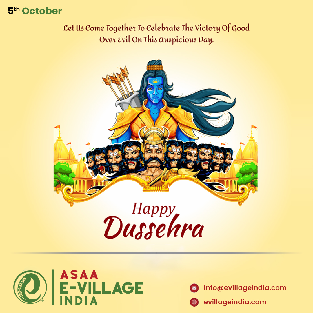 EVillageIndia's tweet photo. E-Village India wish you all a very happy Dussehra! May all your worries and problems get resolved. Best wishes for the celebration! 

#happydussehra #happydussehra2022 #dussehra #dussehra2021 #ravan #ram #goodoverevil #festival #vijayadashami #evillage #evillageindia https://t.co/yHMtTlzmbX