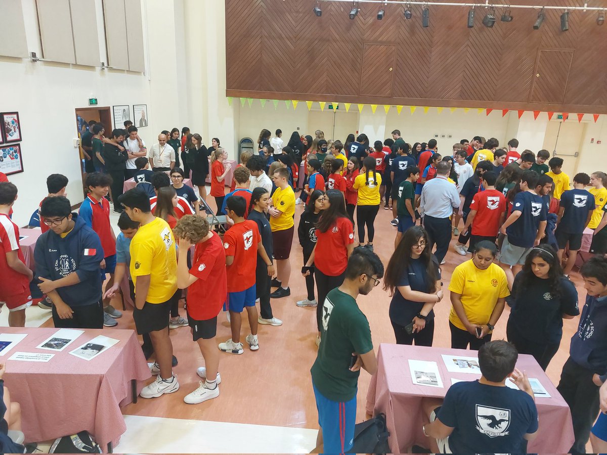 A very busy start to the IB TOK Exhibition Day at <a href="/StChrisSnr/">Senior | St Chris Bahrain</a>! It's the turn of Years 7-9 through the TOK scavenger hunt at second break #StChrisIB