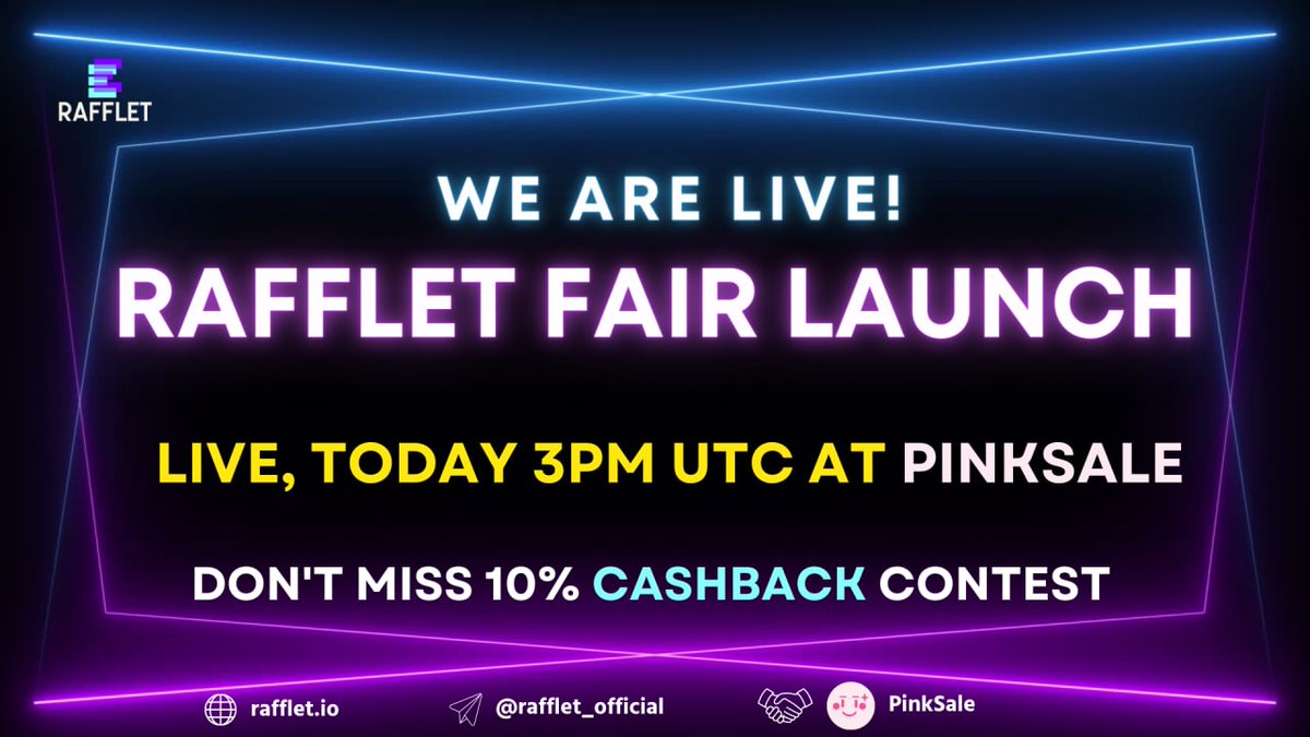 raffletofficial's tweet photo. 🔥 #RAFFLET is Live on PinkSale 🔥

Rafflet Fair Launch will last for 72 hours only!

✅ PLATFORM PARTNERSHIP WITH #PINKSALE 🌸 
✅ 0% TAX 
✅ DOXX &amp; KYC &amp; AUDIT 
✅ ALREADY DEVELOPED UTILITY 

👇 Join Fairlaunch Now
https://t.co/OczAkq1baK

#BNB #BSC #FairLaunch https://t.co/Ufrt0iyAQa