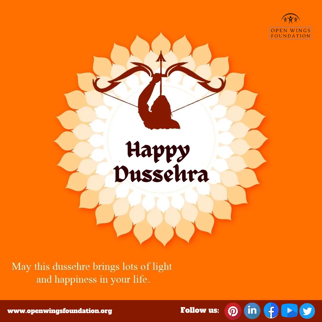 Openwings8's tweet photo. Happy Dussehra. May this day help you find the sword of light to kill all kinds of darkness and evil in your life.

#VijayaDashami #dussehra #happydussehra #dussehraspecial #shriram #vijayadashami #openwingsfoundation #ngo #food #education #environment #needhelp #donation #water https://t.co/VTwUMJkR6h