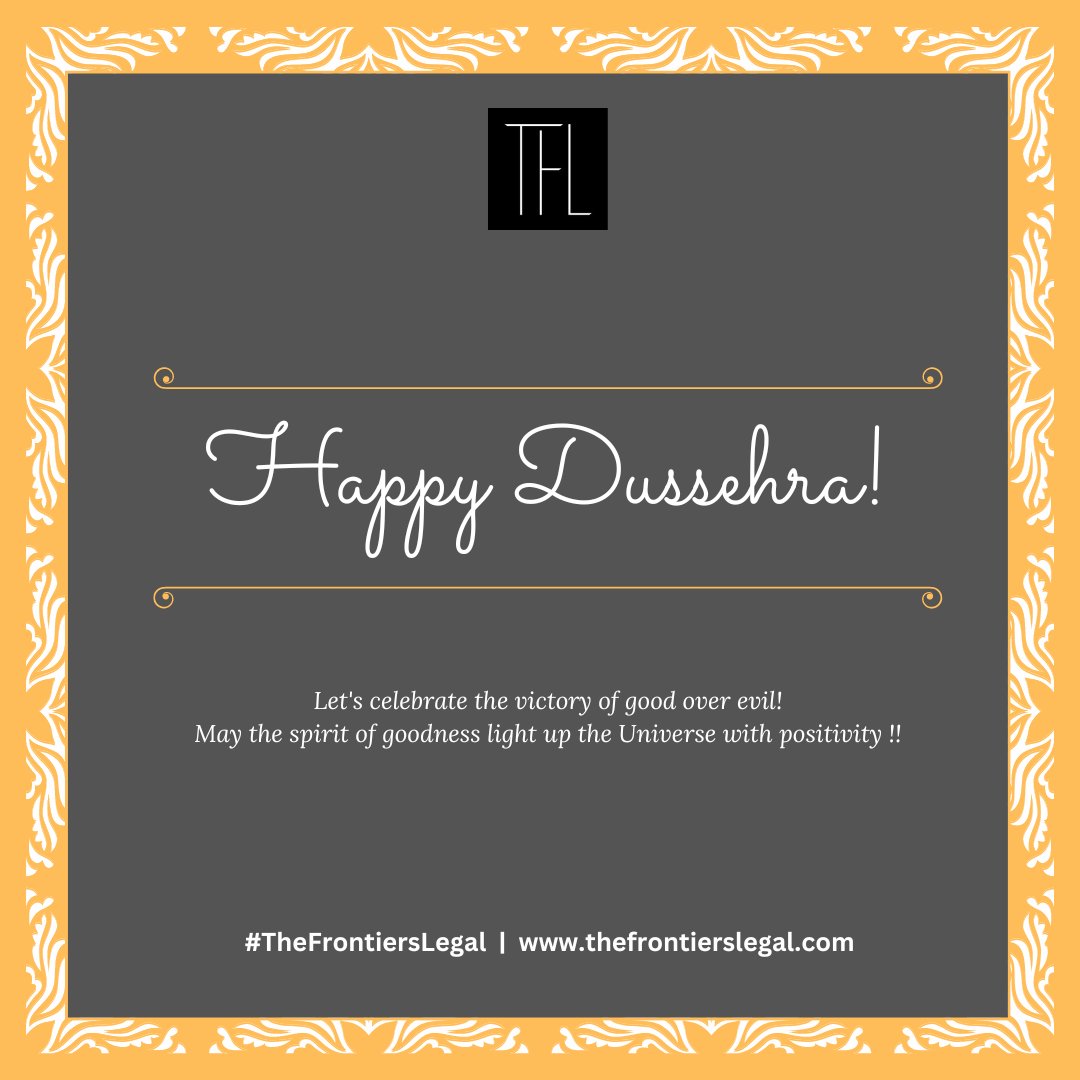 FrontiersLegal's tweet photo. THE FRONTIERS LEGAL  wishes Happy Dusshera to everyone!

#Dusshera2022 #TheFrontiersLegal https://t.co/1Z8Wk1W0OO