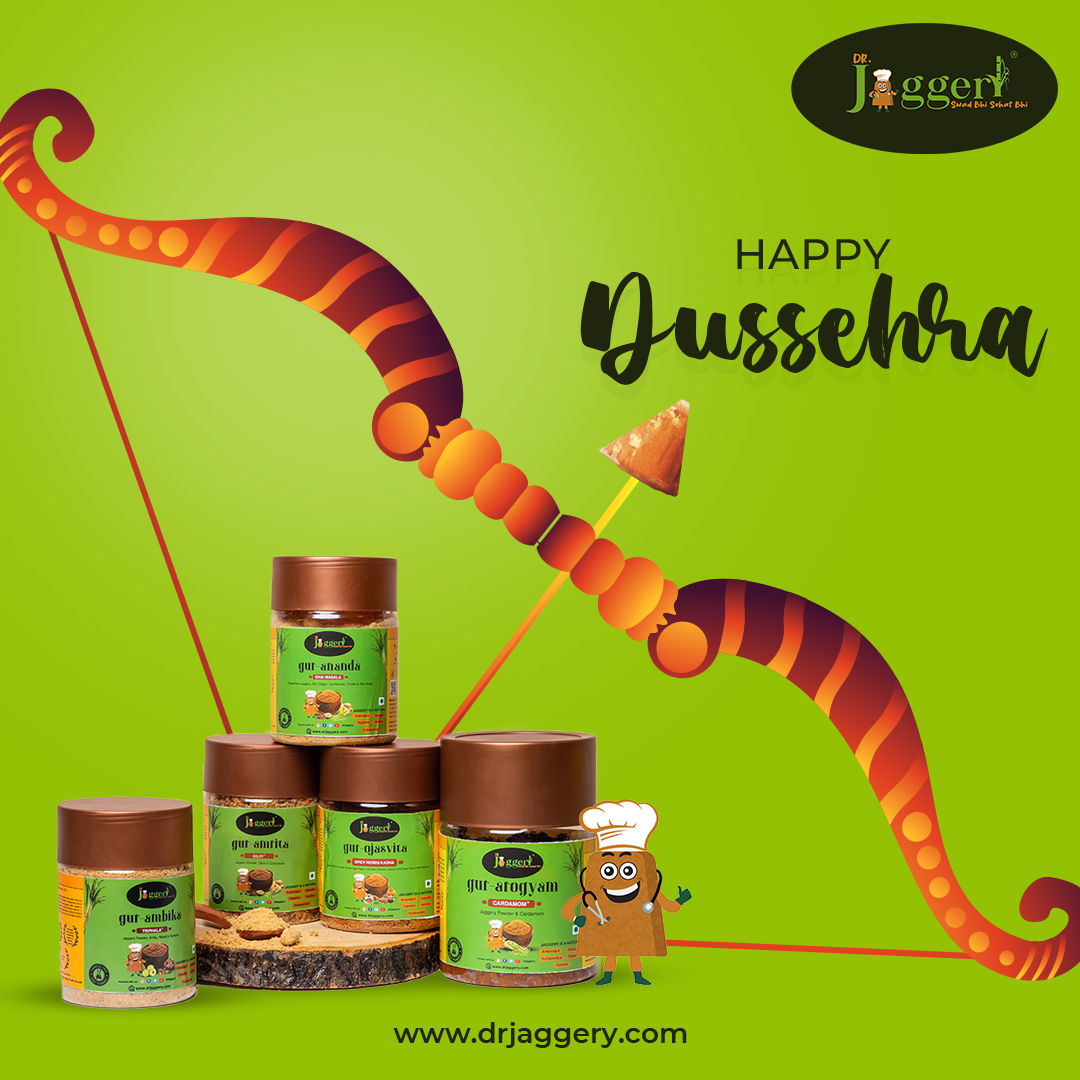 May Lord Rama shower his choicest blessings over you and remove all evil obstacles in your life. 
Happy Dussehra!🙏

drjaggery.com   
Swad Bhi Sehat Bhi  💪🏽 

#Dussehra #Dussehra2022 #Drjaggery #Jaggery #Gur #Lucknow #SwadBhiSehatBhi #health #Healthyliving