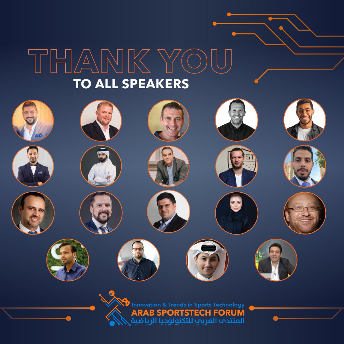 arabstf's tweet photo. To all speakers &amp; panelists who shared their expertise and discussed the challenges and achievements in the sports field,  THANK YOU!  for your recent support of our First SportsTech Forum at Aspire Zone, in Qatar.
#ArabSTF #ArabSTF2022 #Thankyou https://t.co/CBVHVOEs71