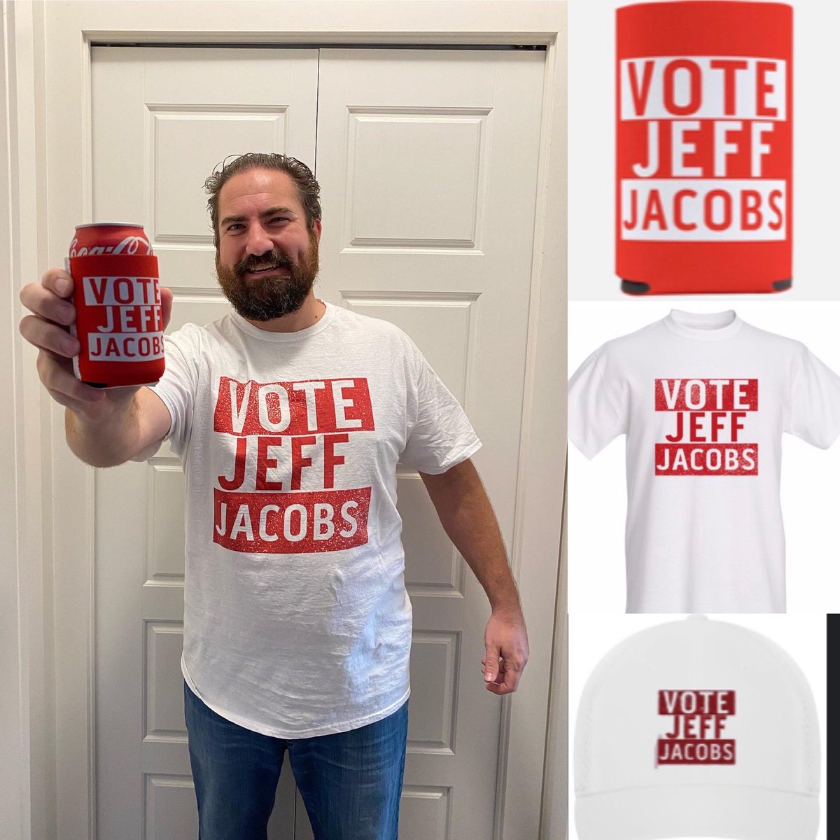 jjacobslangley's tweet photo. I'm raising funds for my
campaign. I have merchandise
 that I'm giving away with a donation. $5 gets a Vote Jeff Jacobs beverage koozie. $25 gets a Vote Jeff
Jacobs T-shirt. $50 gets a Vote Jeff Jacobs flex fit hat. $100 or more gets you all three items. Message me for details. https://t.co/YvH5wZRZuN