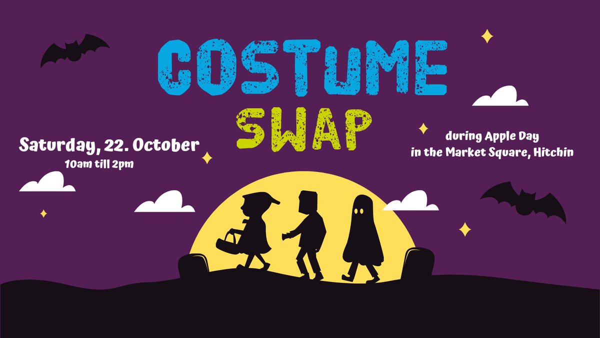 Pick up your kids' next Halloween costume for a bargain price, reduce waste and help us raise funds.

Costume Swap during Apple Day in the Marketplace on Saturday, 22nd October.

#reuse #secondhand #preloved #halloween #costume #swap #swish