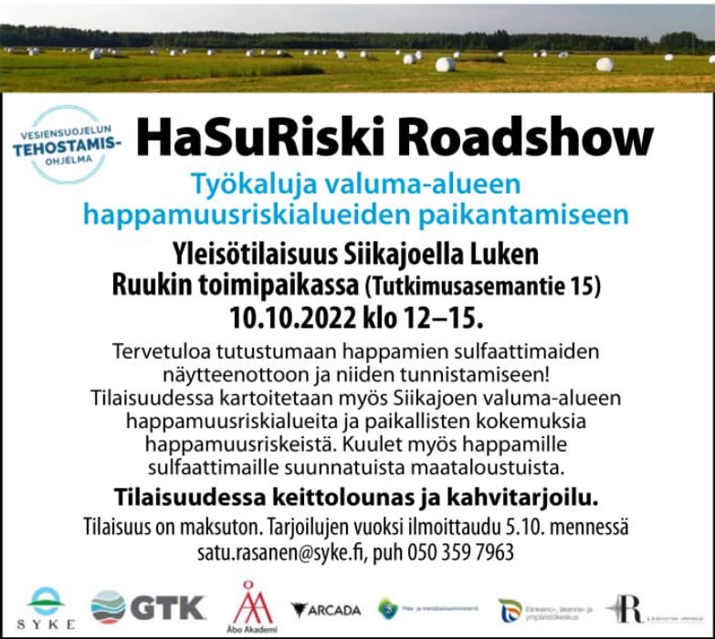 HasuRiski's tweet photo. Vielä ehtii ilmoittautua Ruukin yleisötilaisuuteen! Paikalle voi toki tulla myös ilmoittautumatta. Mukana järjestelyissä myös @LukeFinland ja @ProAgriaOulu https://t.co/bJyCNoXAfJ