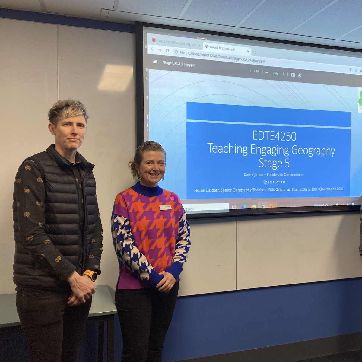 FieldworkConne1's tweet photo. Thanks again for the opportunity to teach your geography teachers @SusanCaldis whilst on leave. Great to be back @Macquarie_Uni. Shout out to Helen Laidler from @hillsgrammar for your amazing knowledge of teaching geographical skills and biomes #Geography #geographyteacher https://t.co/x21MUuBqz4
