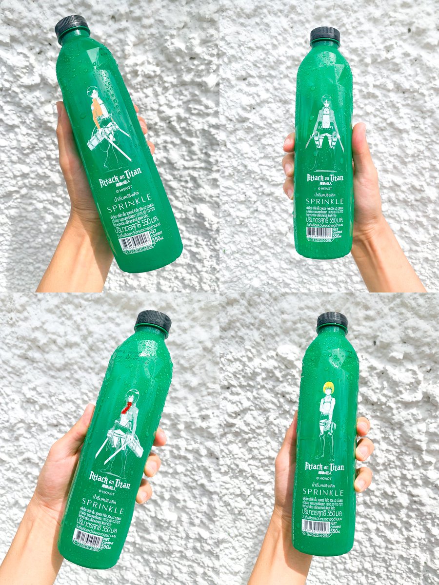AnitimeTH's tweet photo. น้ำดื่ม Sprinkle x Attack on Titan คอลเล็กชันใหม่มาแล้ว! จะผ่าพิภพรถติดหรือฟาดฟันกับงานการก็ไม่หวั่น 🔥🔥 พกความสดชื่นไปพร้อมกับหน่วยสำรวจทั้ง 4 ได้แล้ววันนี้ ขวดสีเขียวมีจำหน่ายที่เซเว่นเท่านั้นนะะะ #SprinkleAOT #รีวิวเซเว่น #Attackontitan https://t.co/IZhfdA7elf