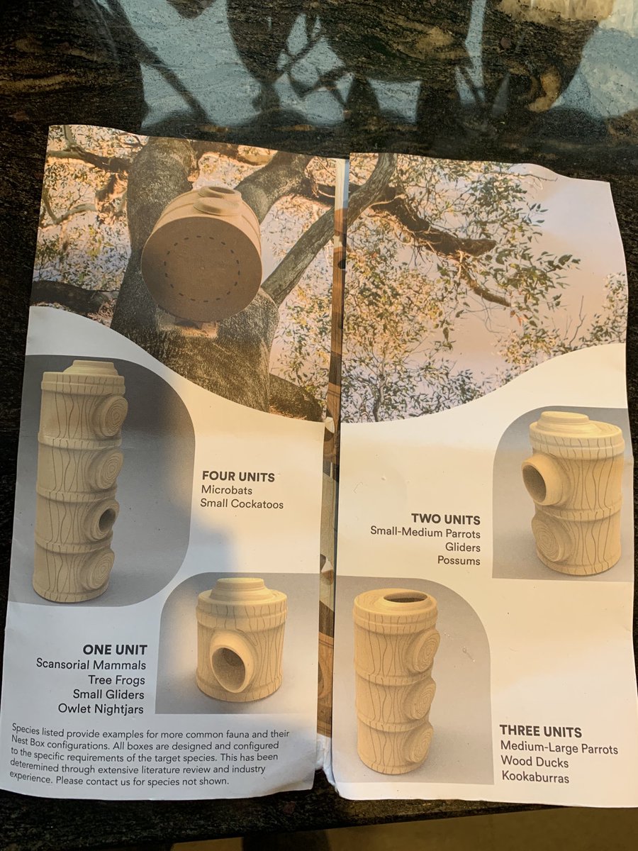 Sadly too much 🌧 has delayed the installation of our 20 nesting boxes. One group here waiting for arborists to get safely into trees. Various sizes for various critters. The plastic looking ones are 3D printed. I love human ingenuity when used for good 👍 🦇 🦉🦜🪶🐝