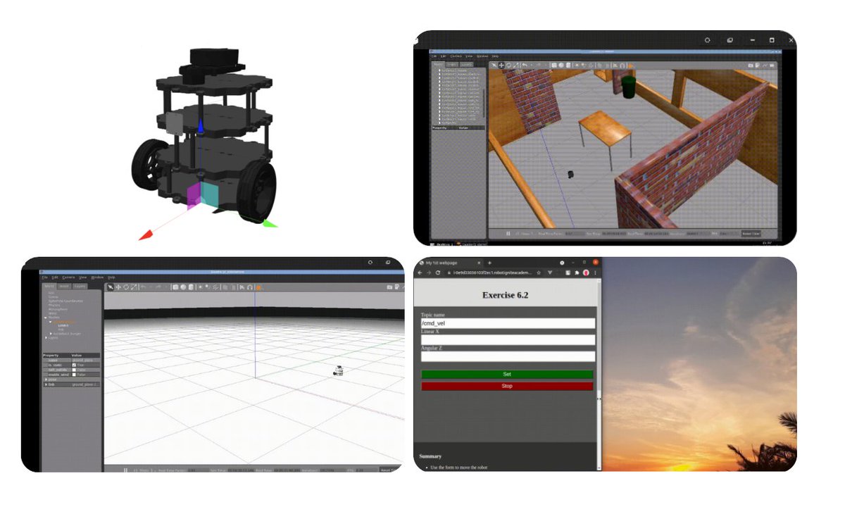 _TheConstruct_'s tweet photo. Do you want to create web applications for your #robots?
Learn in this new course - Web Development for #Robotics:
☑️ #ROSBridge
☑️ #HTML5
☑️ #CSS3
☑️ #JavaScript
☑️ #ReactJS
Start now ➡️ https://t.co/Xtg4rzUaWT
#learnROS #ROScourse https://t.co/1nBUsOGf0u