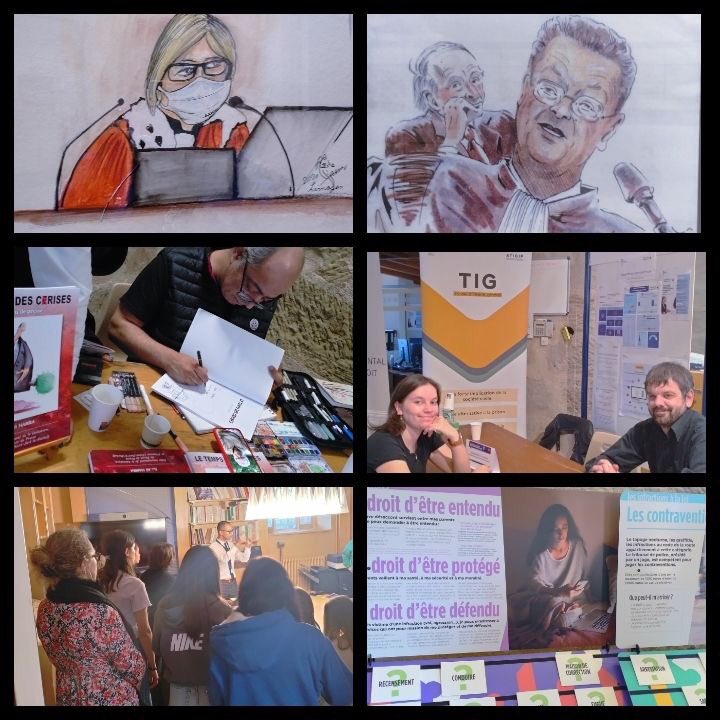 PR_Brive's tweet photo. Retour sur la #NuitduDroit 2022 ⚖️ organisée hier au tribunal judiciaire de #Brive avec nos partenaires institutionnels et la participation d’un dessinateur de presse
@NuitDuDroit #CIDFF #UDAF #SPIP #FranceVictimes #ADIL #MJD #ConseilDepartemental #SAUJ @SosViolences https://t.co/23DBN0WIgP