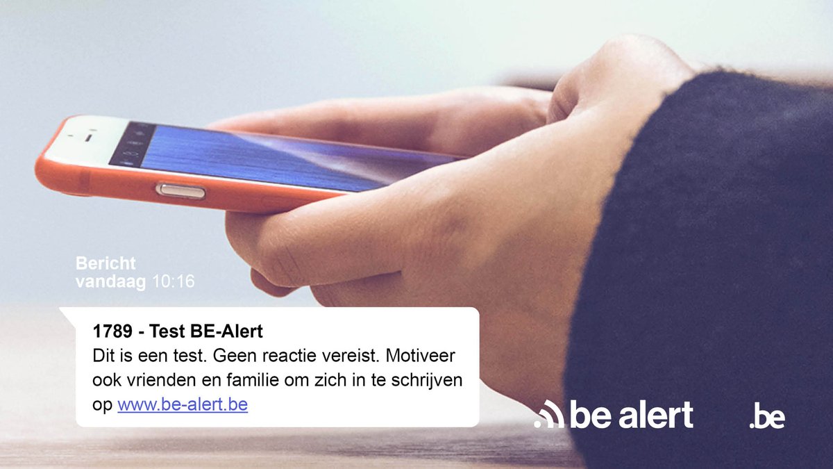 Morgen testen 225 gemeenten #BEalert tijdens een nationaal testmoment. Dankzij deze grote test kunnen we de capaciteit van het systeem grondig op de proef stellen. Lees meer info op 👉crisiscentrum.be/nl/newsroom/re…