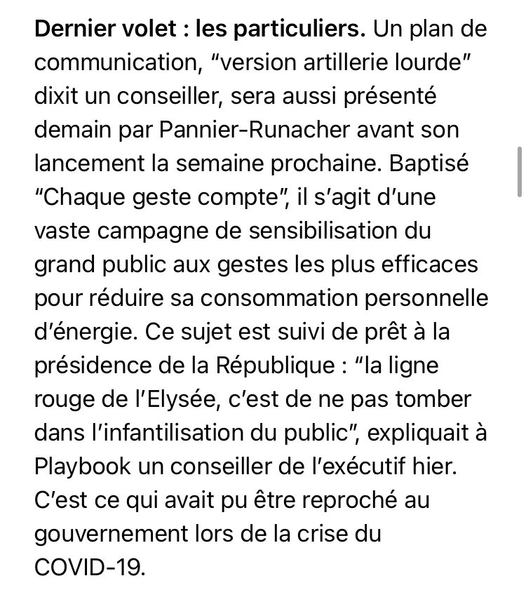 🧣Tout sur la présentation du plan de sobriété du gouvernement, prévue demain, est ce matin dans Playbook, par @AnthLattier 👇🏼