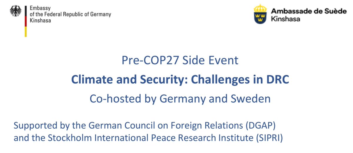 Allemagne_RDC's tweet photo. Alors que nous 🌍 ressentons la triple crise du changement climatique, de la perte de biodiversité et de la dégradation de l'environnement, son impact sur #PaixEtSécurité est de plus en plus visible.
#climatepeaceandsecurity
@climatemorgan
@SwedeninDRCongo
@dgapev @SIPRIorg https://t.co/n0lPCmLtSq