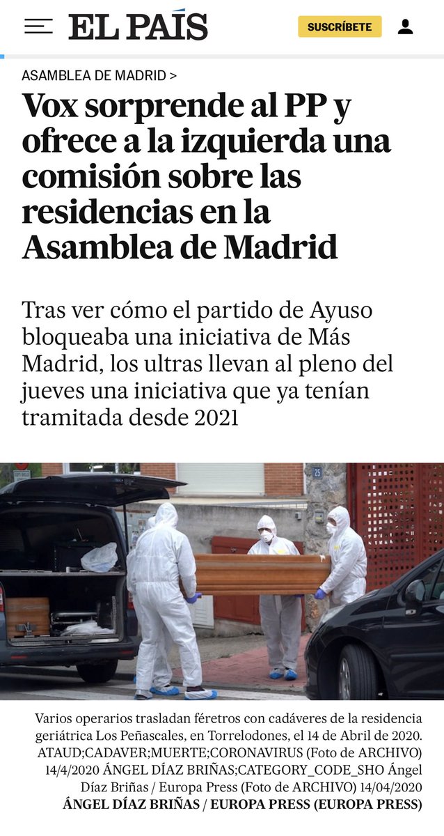 protestona1's tweet photo. Vox se ofrece a que se “estudie una mejora” en las residencias de Madrid, no a que se investigue y quede claro quiénes fueron los responsables del genocidio…

Eso podría llevar a Ayuso a la cárcel, y Monasterio por ahí no pasará…🤷🏻‍♀️ https://t.co/EsZCjJwEJz