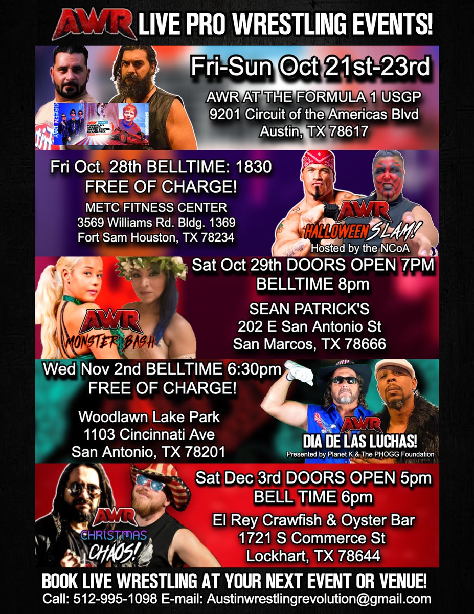 AWRforce's tweet photo. AWR's schedule of upcoming events! 
(More to be possibly added!)

SEE YOU AT THE MATCHES IN A TOWN NEAR YOU! https://t.co/Mk3qwWgzkw