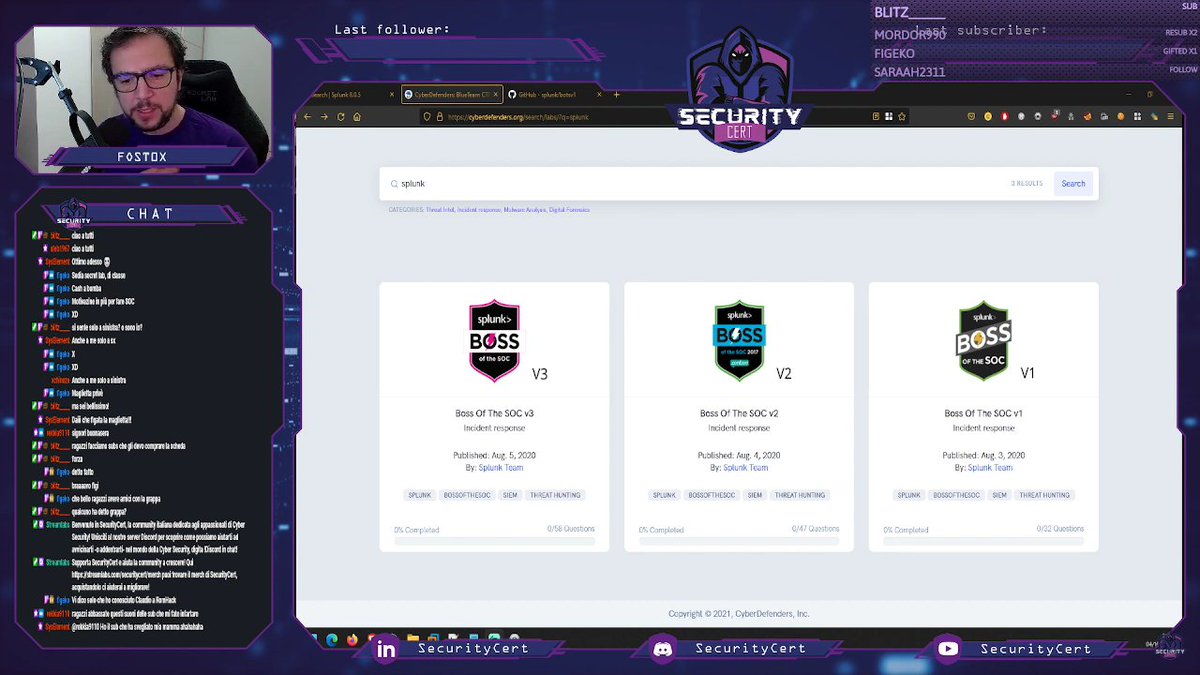SecurityCertIT's tweet photo. Interessantissima live di Claudio Montalto su #splunk #bossofthesoc!
Se non hai avuto modo di vederla puoi trovarla sui nostri canali:
#Twitch: https://t.co/2KxP5SgqG2
#Youtube: https://t.co/lb2CiHSuKs (dalle ore 10:00 di oggi)
#SecurityCert https://t.co/CPvCExU03H
