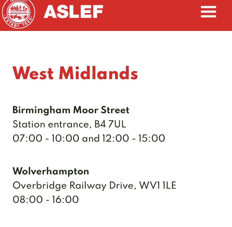 West Midlands <a href="/ucu/">UCU</a> members can support <a href="/ASLEFunion/">ASLEF</a> pickets at Moor St Brum 7-10 and 12-3, and Wolves 8-4 #Solidarity