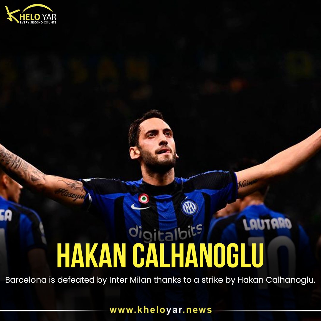 KheloyarN's tweet photo. Barcelona is defeated by Inter Milan thanks to a strike by Hakan Calhanoglu.

💻 SIGN UP NOW:- https://t.co/owXVQuXp4o

#hakancalhanoglu #football #viral #trending #championsleague #barcelona #turkey #pedri https://t.co/6r5jH8QfVT