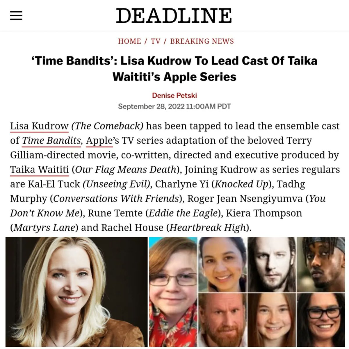 I'm so excited to share that Kiera will be playing Saffron in the incredible production of 'Time Bandits' with an incredible cast to match.
#timebandits