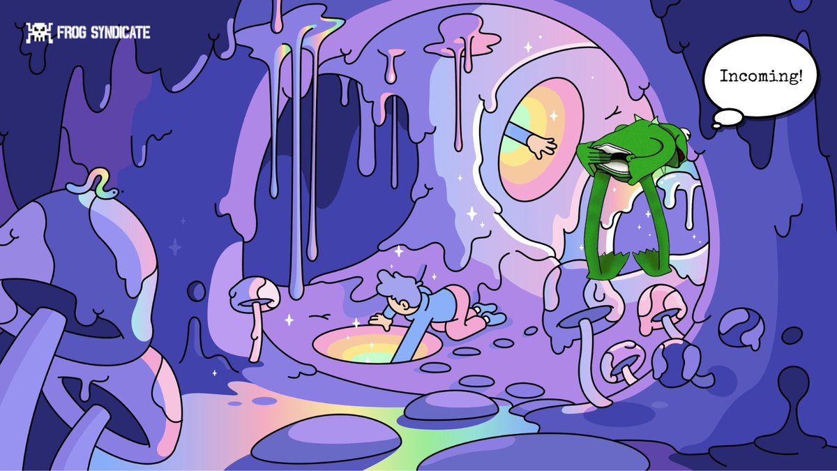 frog__syndicate's tweet photo. something froggy this way 👀 

the @frog__syndicate loves @thedoodles!  

#kermit #pepe #doodles #frogfam #trippy #shrooms https://t.co/HmH9QnHnuQ