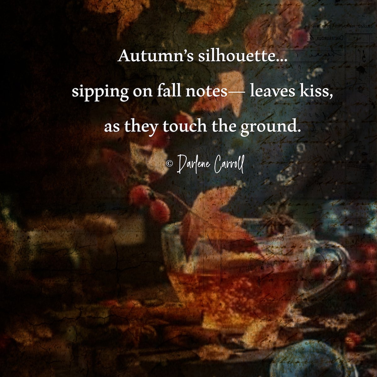 dajc_thoughts's tweet photo. sipping on autumn…
previous #haiku writing prompt from @theNuRomantics
#humpdayhaiku #poetry #autumn #season #fallnotes #nature #kiss
#poeticplayground https://t.co/xwdYrt635d