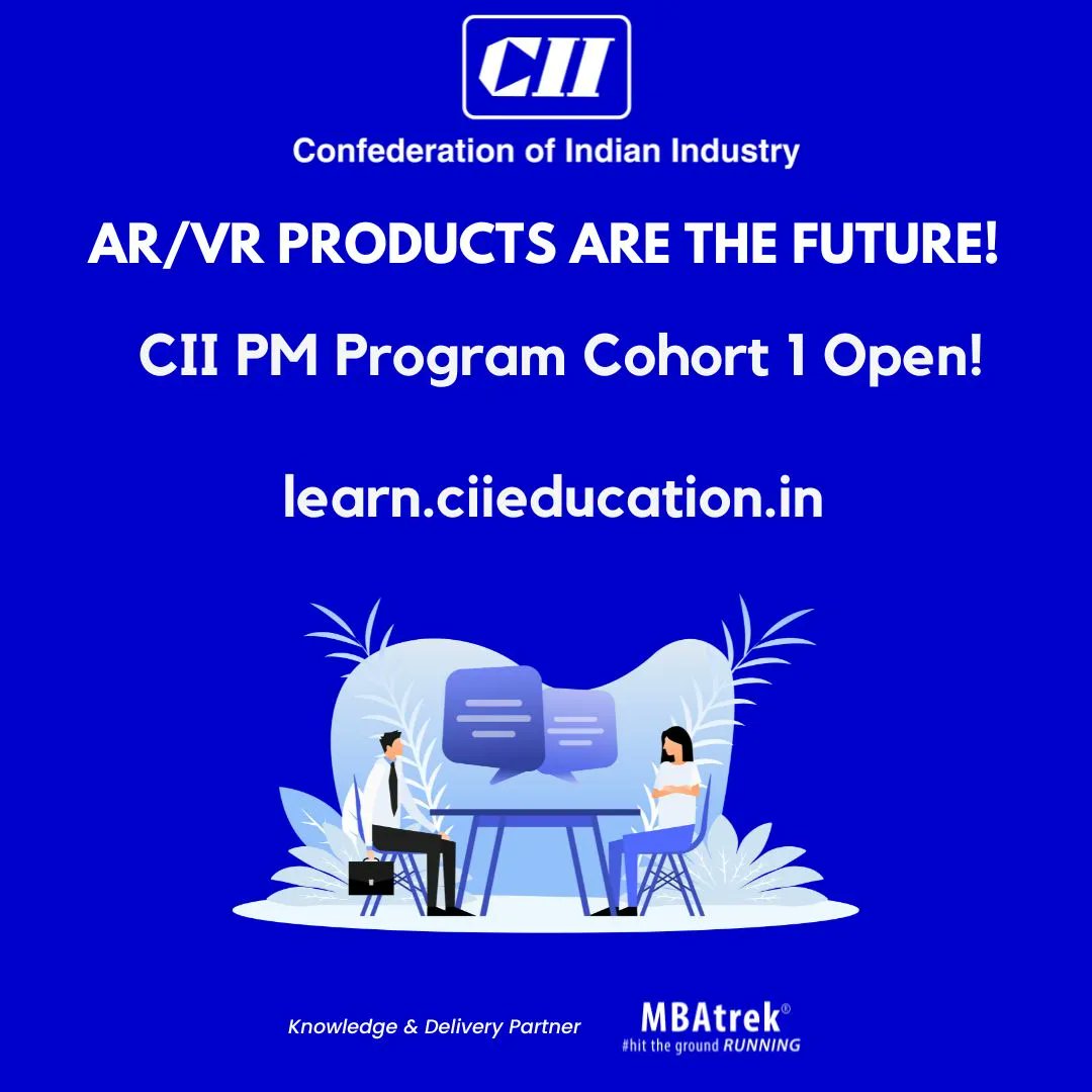 MBAtrekIndia's tweet photo. AR/VR product solutions are driving #innovation across sectors! Product Managers are critical for building user journeys to drive adoption!

Start the PM journey➡️https://t.co/6bJVEFsVua

#productmanager #cii #AR #VR #prodmgmt #mbatrek

@cii4education @CIIEvents @FollowCII https://t.co/kY7BYuTytZ