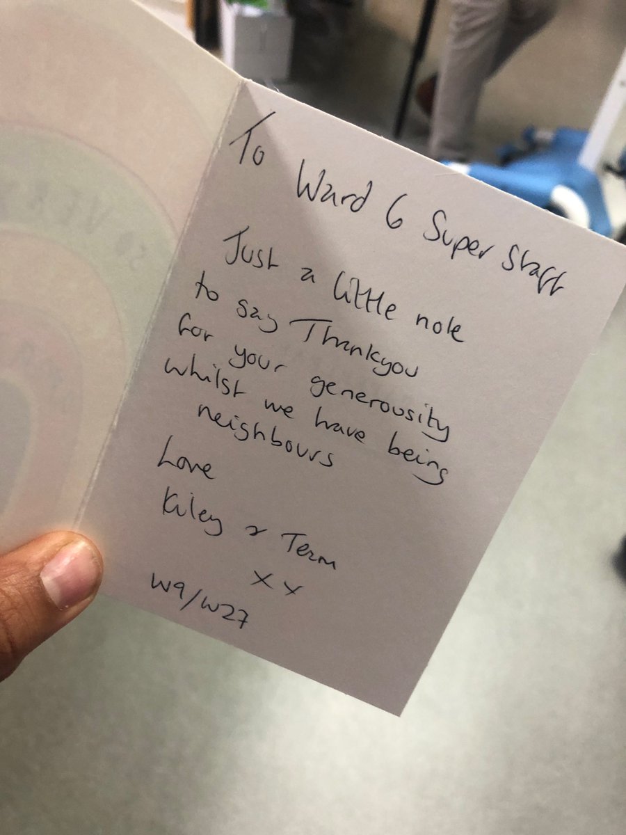 ward6strokeunit's tweet photo. What a way to start our Wednesday morning! 🍬😃 
We will miss our neighbours on ward 9 when they move back to ward 27 💜
#ThankYouCard 
#kindnessmatters
@lauriebetbooth 
@KileyBr04468520 https://t.co/Jf1Pl9yXFH