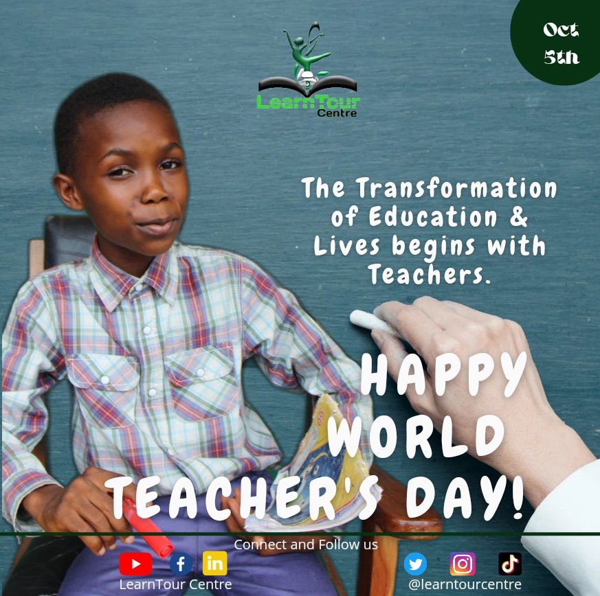 telpacentre's tweet photo. We celebrate selfless #teachers across the globeπ for their tireless efforts in transforming and impacting lives positively.
Happy World Teacher's Day!π₯³π
#TeachersDay
#TeachersDay2022
#WorldTeachersDay2022
#LearnTourCentre
#LearnTourSeries
cc: @teachergoals @teacher2teacher https://t.co/AA622DQKSA
