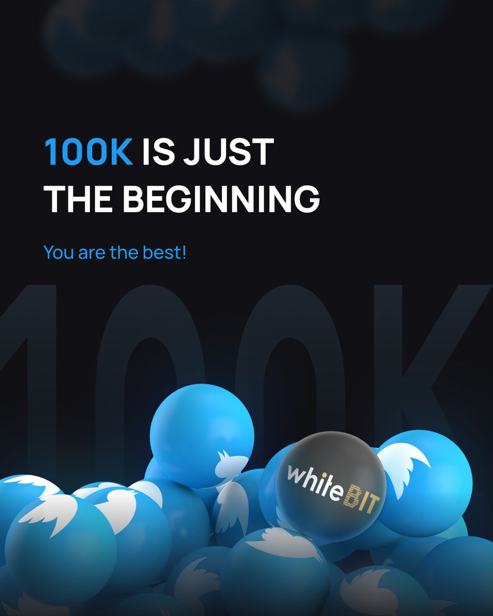 WhiteBit's tweet photo. 🎊 Without further ado 🎊

There are already 100k of you! No doubt, you are the best followers one can ever ask for. We know this number will only grow, and we’re so happy about it! We send rays of love &amp; gratitude for your activity.

Stay &amp; grow with us! https://t.co/Ll9AdlMOzp